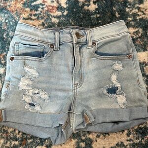 High rise denim shorts